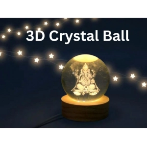 Generic Wood Lord Ganesh Ji Crystal Ball Night Light (Transparent)