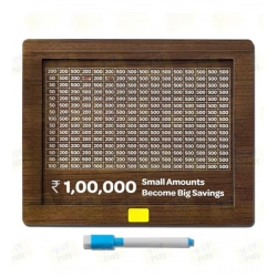 Wood Piggy Bank Wooden Coin Box with Carved Design for Kids (Brown)