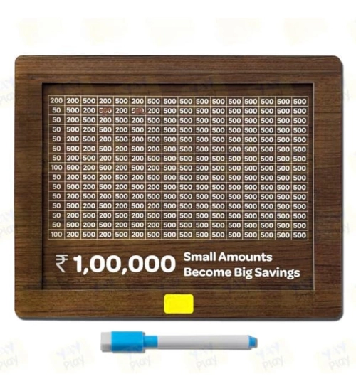 Wood Piggy Bank Wooden Coin Box with Carved Design for Kids (Brown)