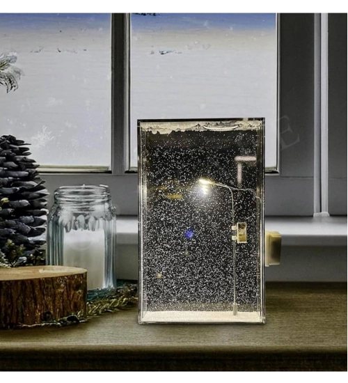 Wood Snowfall Lamp with Street Light Snow lamp (Transparent)
