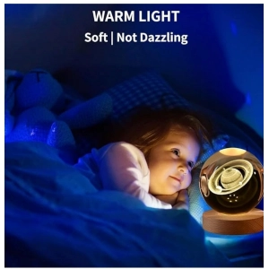 Generic Wood 3D Saturn Crystal Ball Lamp Lamp with USB Powered (Transparent)