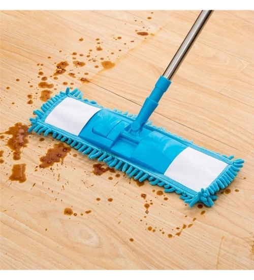 Aluminium rod and Microfiber duster Microfiber Wet and Dry Cleaning Flat Mop with Telescopic Long Handle (Multicolor)