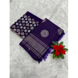 Women's Georgette Printed Saree With Unstitched Blouse (Purple, 5-5 Mtrs)