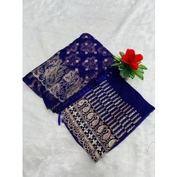Women's Georgette Printed Saree With Unstitched Blouse (Purple, 5-5 Mtrs)