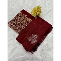 Women's Georgette Printed Saree With Unstitched Blouse (Maroon, 5-5 Mtrs)