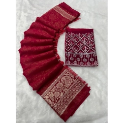 Women's Georgette Printed Saree With Unstitched Blouse (Pink, 5-5 Mtrs)