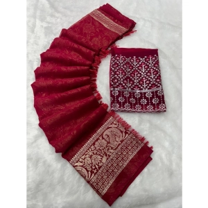 Generic Women's Georgette Printed Saree With Unstitched Blouse (Pink, 5-5 Mtrs)