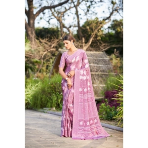 Generic Women's Crepe Printed Saree With Unstitched Blouse (Cream, 5-5 Mtrs)
