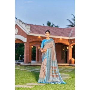 Generic Women's Crepe Printed Saree With Unstitched Blouse (Multicolor, 5-5 Mtrs)