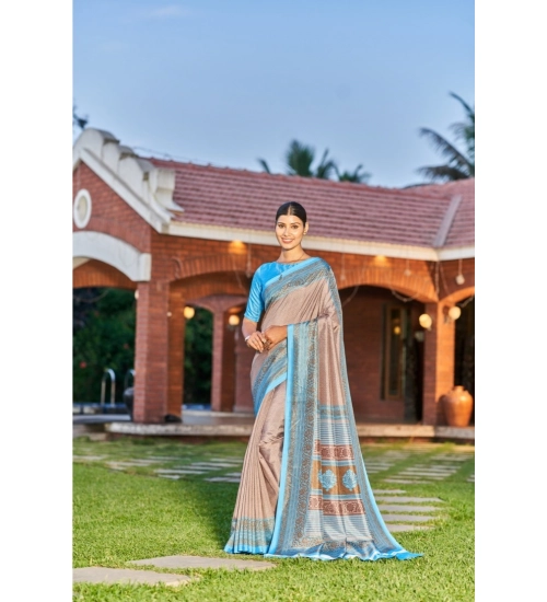 Women's Crepe Printed Saree With Unstitched Blouse (Multicolor, 5-5 Mtrs)
