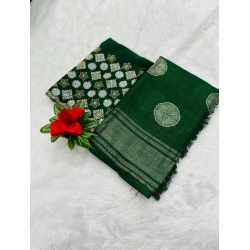 Women's Georgette Printed Saree With Unstitched Blouse (Green, 5-5 Mtrs)