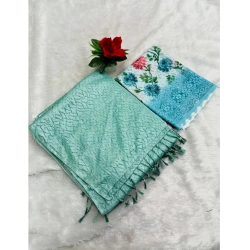 Women's Georgette Embellished Saree With Unstitched Blouse (Skyblue, 5-5 Mtrs)