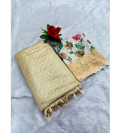 Women's Georgette Embellished Saree With Unstitched Blouse (Yellow, 5-5 Mtrs)