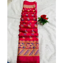 Women's Silk Blend Printed Saree With Unstitched Blouse (Pink, 5-5 Mtrs)