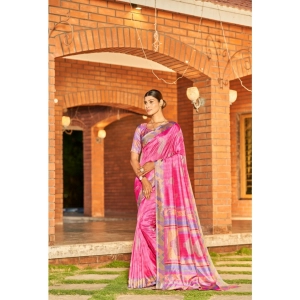 Generic Women's Crepe Printed Saree With Unstitched Blouse (Cream, 5-5 Mtrs)