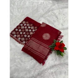 Women's Georgette Printed Saree With Unstitched Blouse (Red, 5-5 Mtrs)