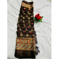 Women's Silk Blend Printed Saree With Unstitched Blouse (Mehendi, 5-5 Mtrs)