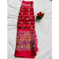Women's Chiffon Printed Saree With Unstitched Blouse (Pink, 5-5 Mtrs)