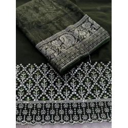 Women's Georgette Printed Saree With Unstitched Blouse (Green, 5-5 Mtrs)