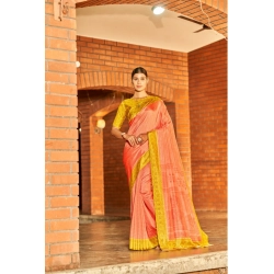 Women's Crepe Printed Saree With Unstitched Blouse (Beige, 5-5 Mtrs)