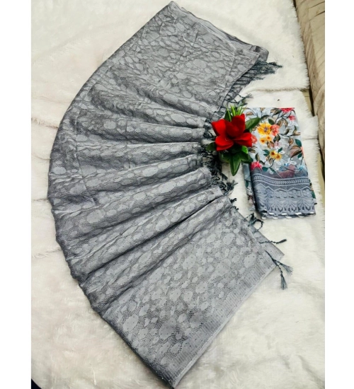 Women's Georgette Embellished Saree With Unstitched Blouse (Grey, 5-5 Mtrs)