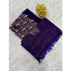 Women's Georgette Printed Saree With Unstitched Blouse (Purple, 5-5 Mtrs)