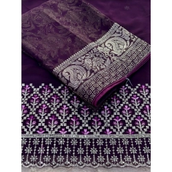 Women's Georgette Printed Saree With Unstitched Blouse (Magenta, 5-5 Mtrs)