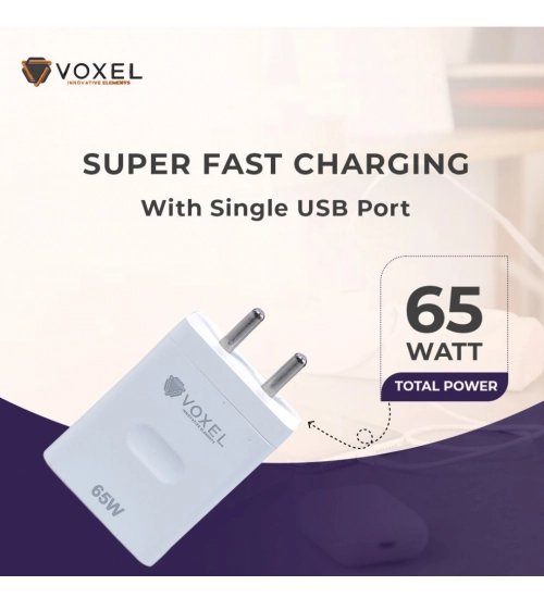 VOXEL 65 Watt Usb Fast Charger AB Plastic (White)