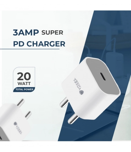 VOXEL 20 Watt ' C ' Port PD Charger AB Plastic (White)
