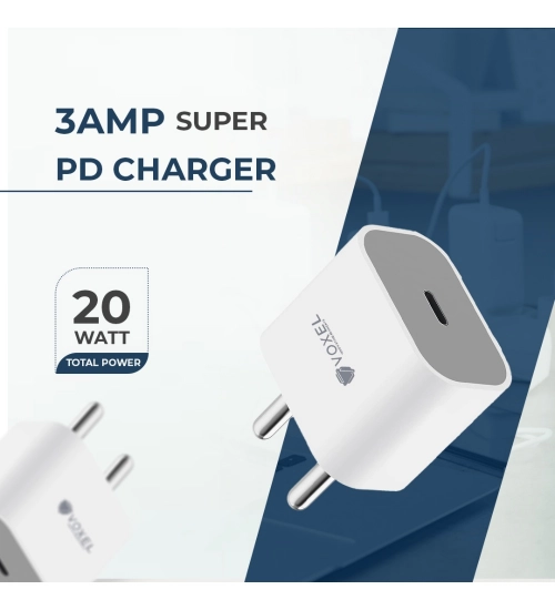 VOXEL 20 Watt ' C ' Port PD Charger AB Plastic (White)