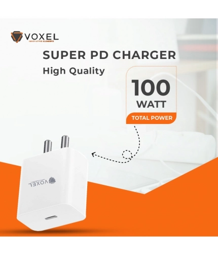 VOXEL 100 Watt ' C ' Port PD Fast Charger AB Plastic (White)