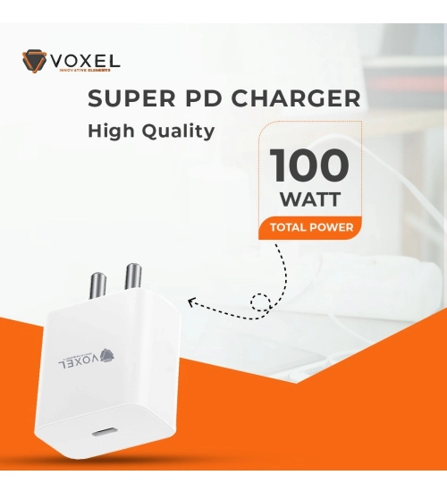 VOXEL 100 Watt ' C ' Port PD Fast Charger AB Plastic (White)