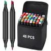 Dropship Plastic 48Pcs Colors Art Markers Sketch Pen Dual Tip Artist Art Marker (Multicolor )