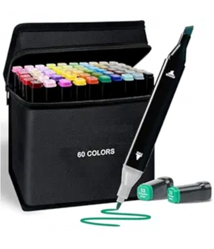 Plastic 60Pcs Colors Art Markers Sketch Pen Dual Tip Artist Art Marker (Multicolor )