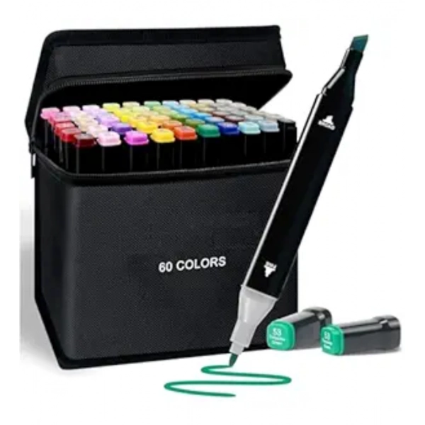 Dropship Plastic 60Pcs Colors Art Markers Sketch Pen Dual Tip Artist Art Marker (Multicolor )