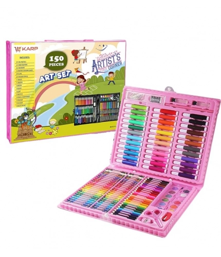 Plastic Deluxe Art Drawing Set For Kids Drawing And Painting 150Pcs Set (Multicolor)