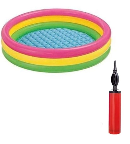 Plastic Bath Tub With Pump 3 Ft Round For Kids (Multicolor )