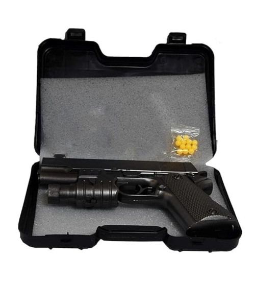 Plastic Pubg Pistol Shooting Toy For Kids With 8 Round Reload (Multicolor)