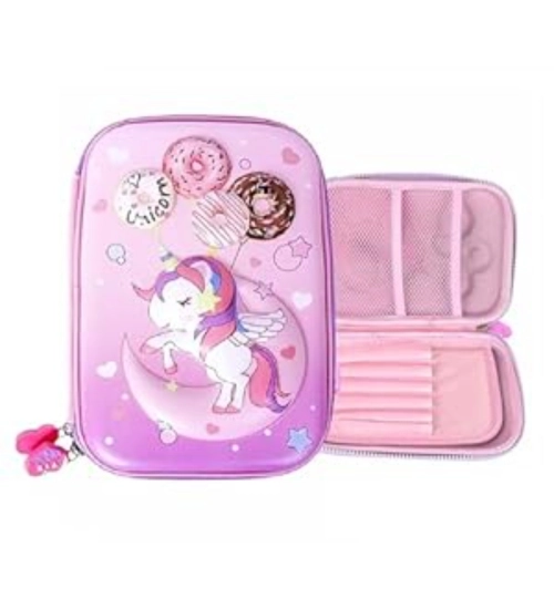 Plastic Unicorn Embossed Cover Pencil Pouch, Kids, Pencil Box (Multicolor )