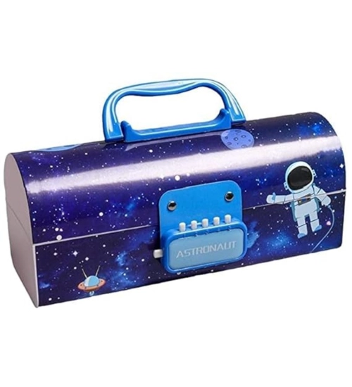 Plastic Pen, Pencil Box Suitcase Style Password Lock (Multicolor )