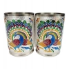 Dropship Steel Meenakari Peacock Design Decorative Glass Set (Silver)