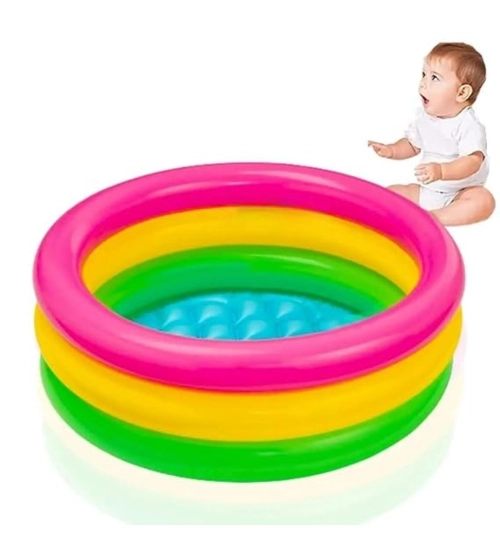 Plastic Bath Tub With Pump 3 Ft Round For Kids (Multicolor )