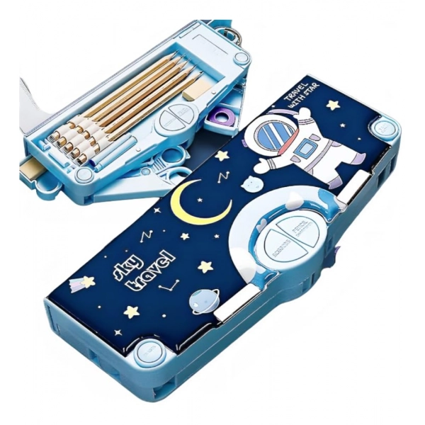 Dropship Plastic Magnetic Pencil Case With Sharpener Compass Box For Kids (Multicolor )