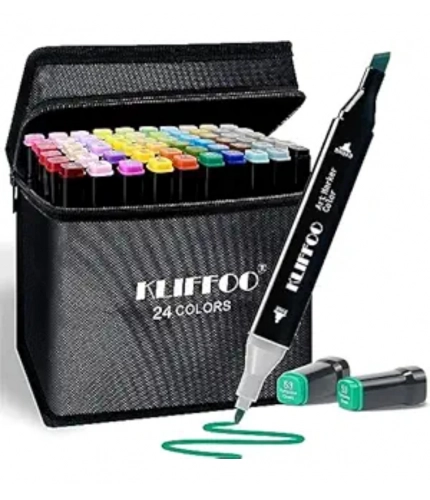 Plastic 24Pcs Colors Art Markers Sketch Pen Dual Tip Artist Art Marker (Multicolor )