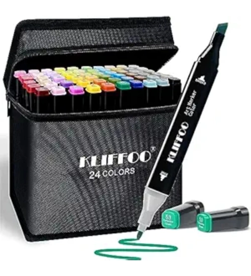Plastic 24Pcs Colors Art Markers Sketch Pen Dual Tip Artist Art Marker (Multicolor )