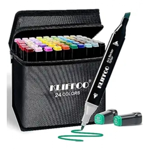 Dropship Plastic 24Pcs Colors Art Markers Sketch Pen Dual Tip Artist Art Marker (Multicolor )