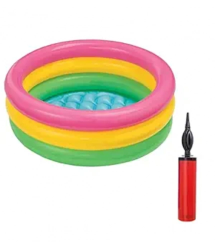 Plastic Bath Tub With Pump 2 Ft Round For Kids (Multicolor )