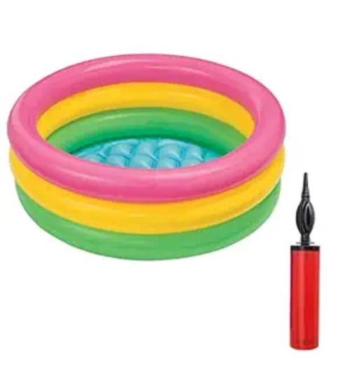 Plastic Bath Tub With Pump 2 Ft Round For Kids (Multicolor )