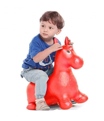 ‎‎Plastic Inflatable Jumping And Riding Horse Air Animal Shape Jumping Toys (Multicolor )