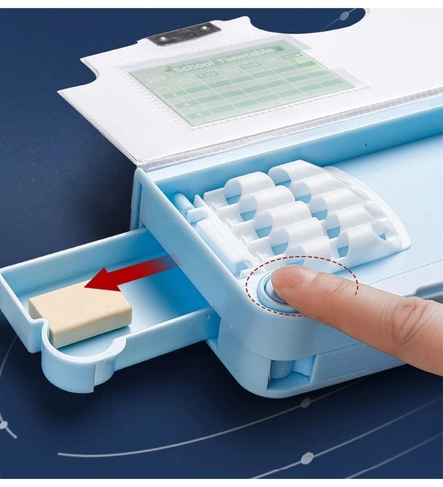 Plastic Magnetic Pencil Case With Sharpener Compass Box For Kids (Multicolor )